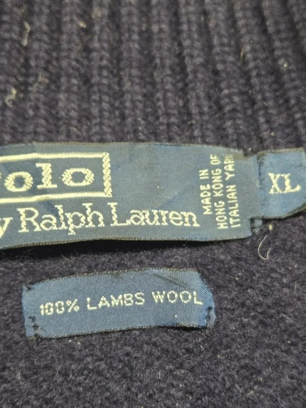 VTG Polo by Ralph Lauren ¼ Zip Lambswool Sweater Navy XL